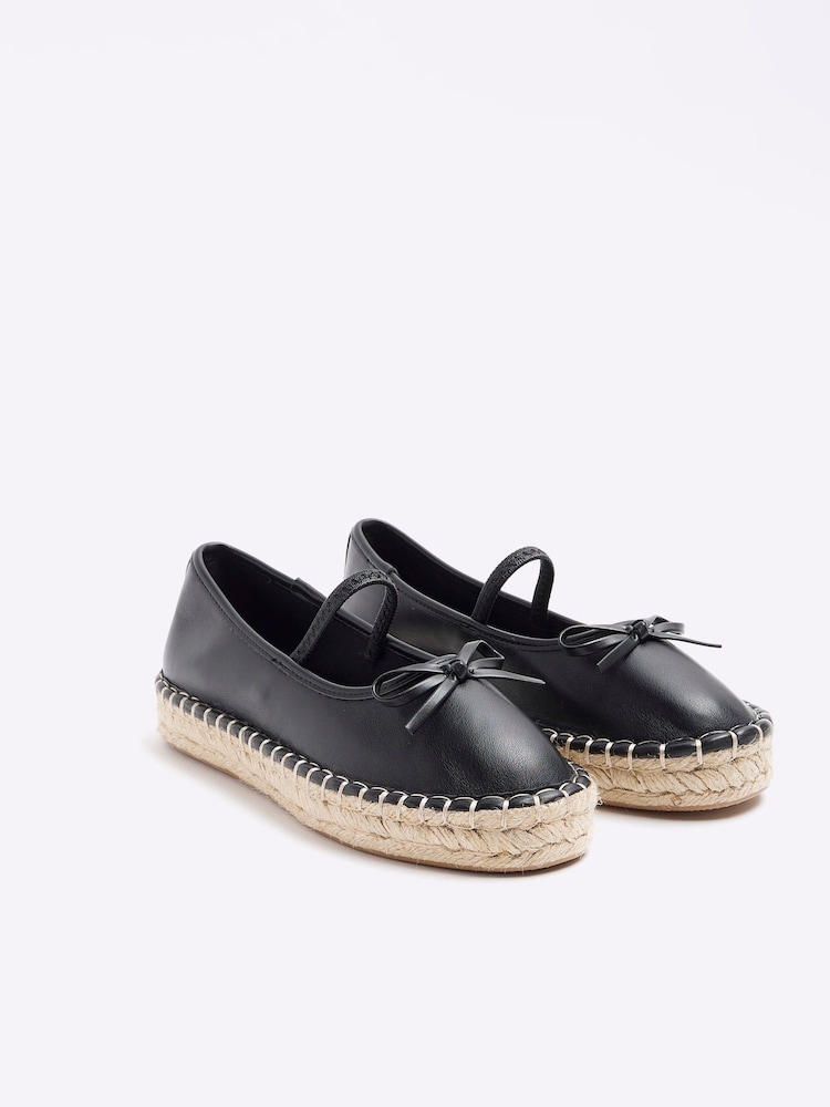 River Island Black Espadrille Ballet Pump Flatform Shoes - Image 2 of 5