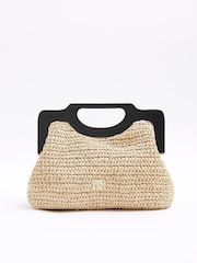 River Island Beige Chunky Raffia 100% Cotton Clutch - Image 1 of 5