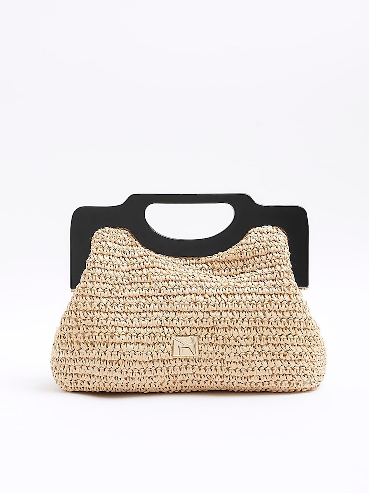 River Island Beige Chunky Raffia 100% Cotton Clutch - Image 1 of 5
