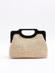 River Island Beige Chunky Raffia 100% Cotton Clutch - Image 2 of 5
