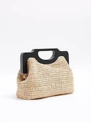 River Island Beige Chunky Raffia 100% Cotton Clutch - Image 3 of 5