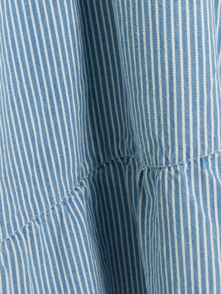 River Island Blue 100% Cotton Stripe Smock Mini Dress - Image 4 of 4