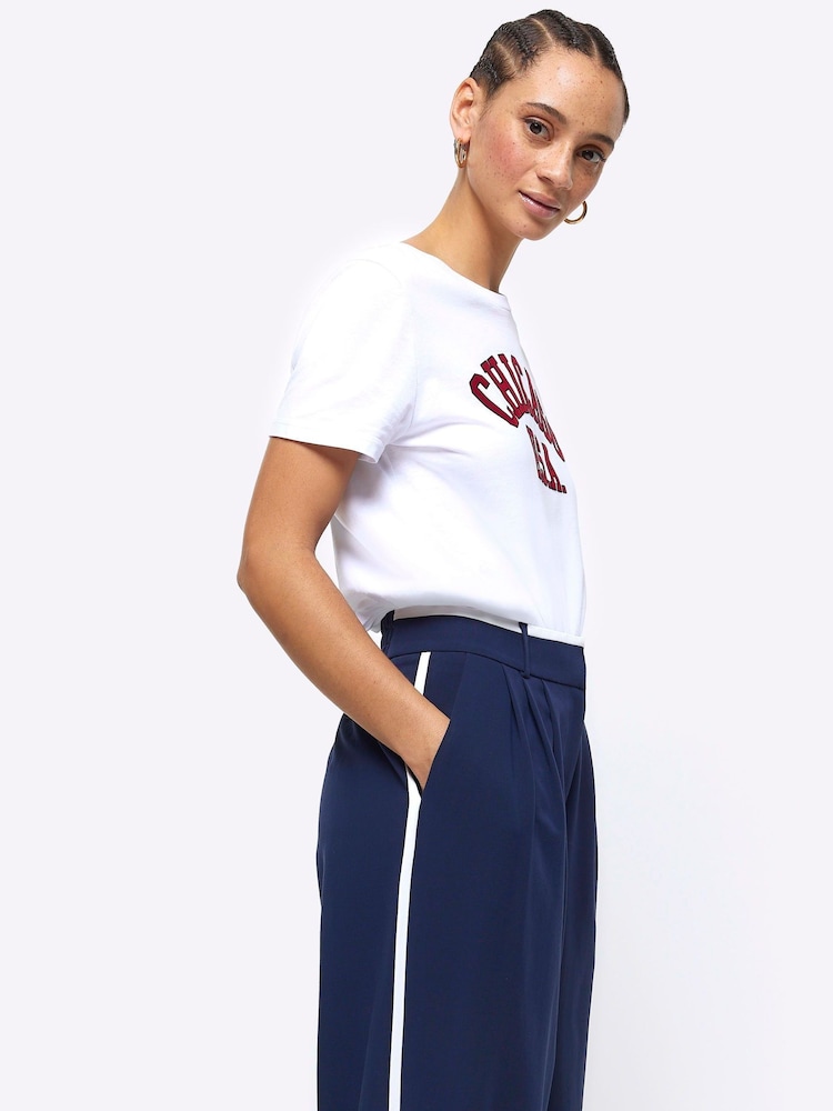 River Island Navy Contrast Side Stripe Trousers - Image 2 of 4