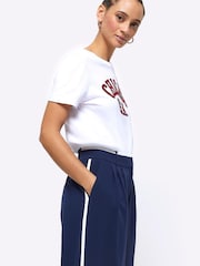 River Island Navy Contrast Side Stripe Trousers - Image 3 of 4