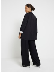 River Island Black Petite Wide Leg Pleated Clean Trousers - Image 2 of 6