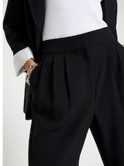 River Island Black Petite Wide Leg Pleated Clean Trousers - Image 4 of 6