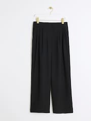 River Island Black Petite Wide Leg Pleated Clean Trousers - Image 5 of 6