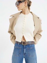 River Island Blue 2 High Waisted Pocket Front Wide Leg Jeans - Image 3 of 7