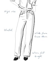 River Island Blue 2 High Waisted Pocket Front Wide Leg Jeans - Image 7 of 7