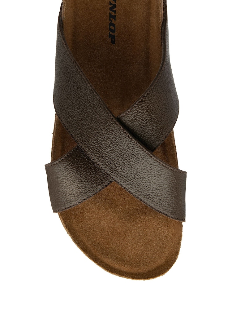 Dunlop Brown Crossover Footbed Mens Mules - Image 4 of 4