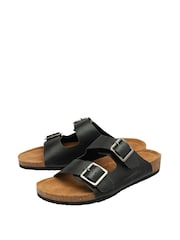 Dunlop Black Twin Buckle Footbed Mens Mules - Image 1 of 3