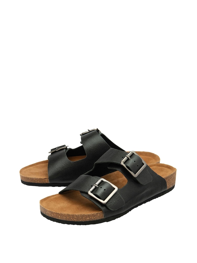 Dunlop Black Twin Buckle Footbed Mens Mules - Image 1 of 3