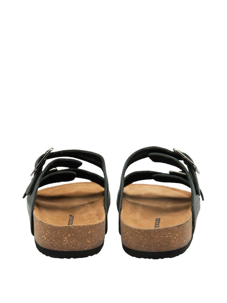 Dunlop Black Twin Buckle Footbed Mens Mules - Image 2 of 3