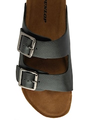 Dunlop Black Twin Buckle Footbed Mens Mules - Image 3 of 3