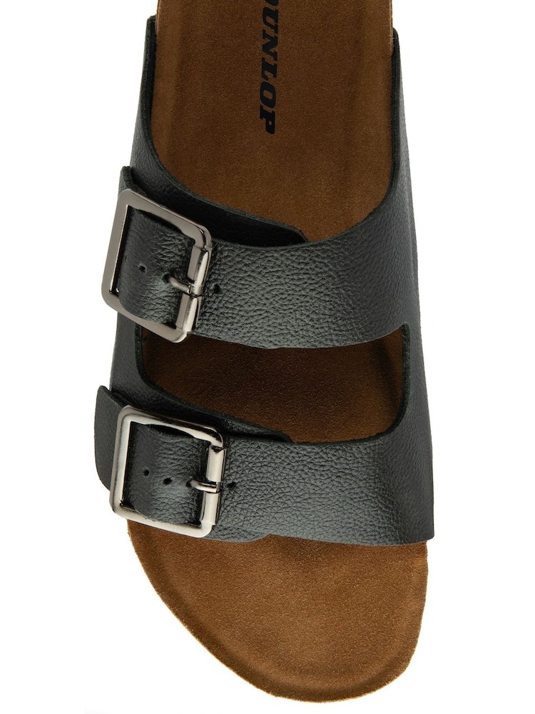 Dunlop Black Twin Buckle Footbed Mens Mules - Image 3 of 3