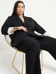 River Island Black Curve Wide Leg Pleated Clean Trousers - Image 3 of 6