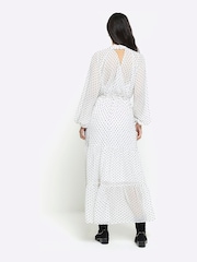 River Island White Pussy Bow Midi Tea Dress - Image 2 of 5