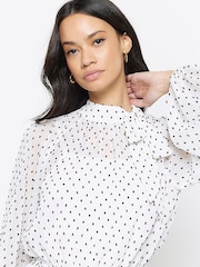 River Island White Pussy Bow Midi Tea Dress - Image 3 of 5