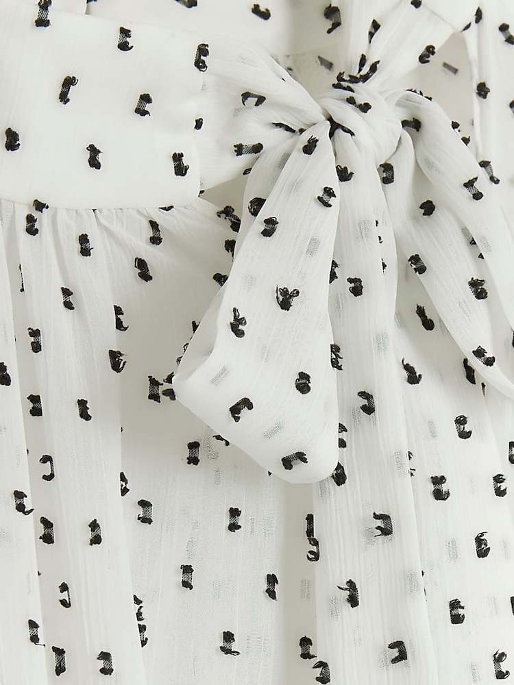 River Island White Pussy Bow Midi Tea Dress - Image 5 of 5 River Island White Pussy Bow Midi Tea Dress - Image 5 of 5