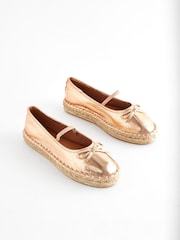 River Island Rose Gold Espadrille Ballet Pump Flatform Shoes - Image 1 of 5