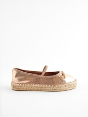 River Island Rose Gold Espadrille Ballet Pump Flatform Shoes - Image 2 of 5
