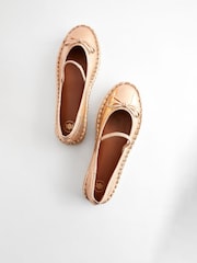 River Island Rose Gold Espadrille Ballet Pump Flatform Shoes - Image 3 of 5