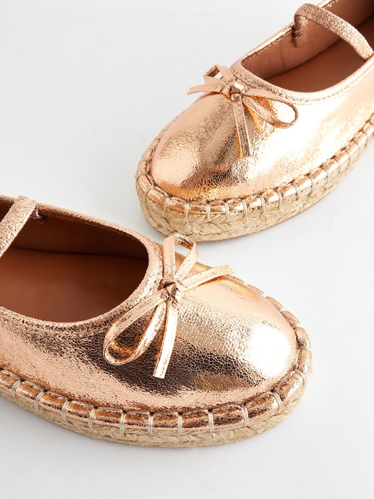 River Island Rose Gold Espadrille Ballet Pump Flatform Shoes - Image 5 of 5