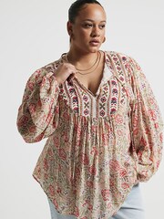 River Island Curve Gesmoktes Oberteil mit Mustermix - Bild 1 von 6