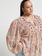 River Island Curve Gesmoktes Oberteil mit Mustermix - Bild 3 von 6