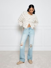 River Island Blue High Rise Straight Leg Non Strech Jeans - Image 1 of 4