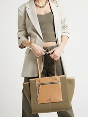 River Island Khaki Canvas Panel Shopper Bag - Image 1 of 3