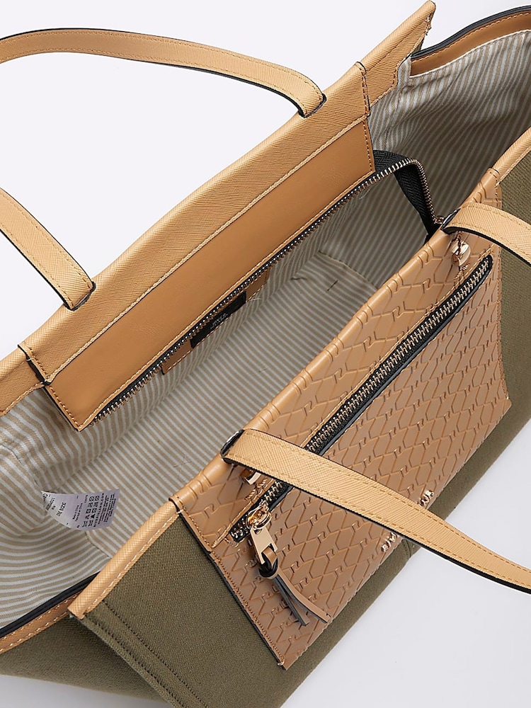 River Island Khaki Canvas Panel Shopper Bag - Image 2 of 3