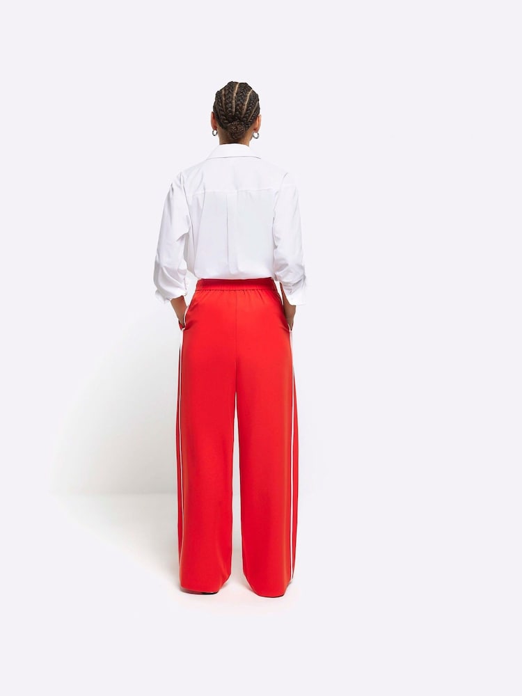 River Island Red Contrast Side Stripe Trousers - Image 1 of 4 River Island Red Contrast Side Stripe Trousers - Image 1 of 4