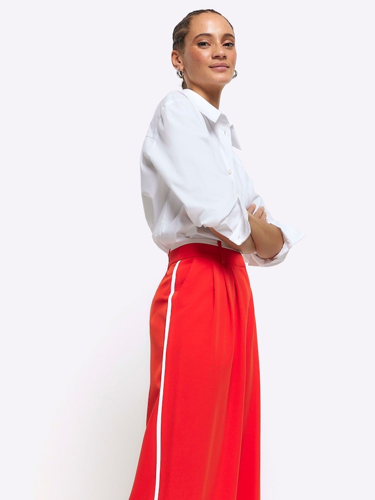 River Island Red Contrast Side Stripe Trousers - Image 2 of 4 River Island Red Contrast Side Stripe Trousers - Image 2 of 4
