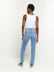 River Island Blue Mid Rise Slim Straight Jeans - Image 2 of 7