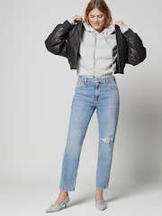 River Island Blue Mid Rise Slim Straight Jeans - Image 5 of 7