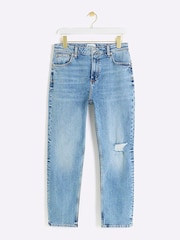 River Island Blue Mid Rise Slim Straight Jeans - Image 6 of 7