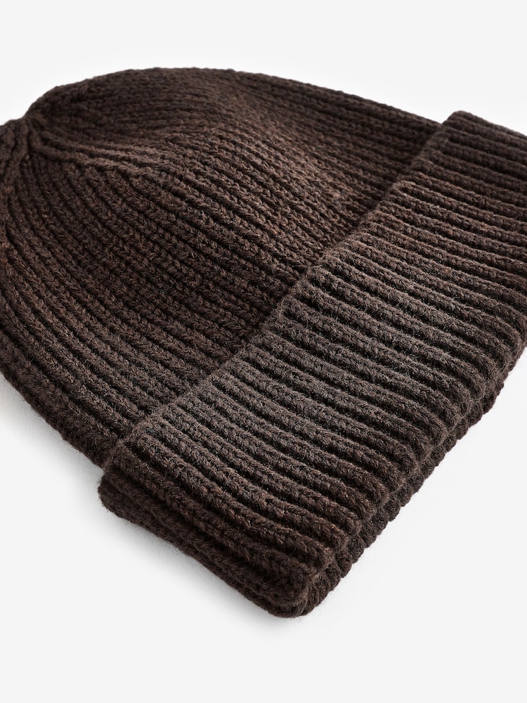 Brown Knitted Beanie Hat - Image 4 of 4