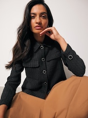 Black Boucle Shacket - Image 1 of 6