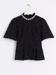 River Island Black High Neck Blouse - Image 5 of 6