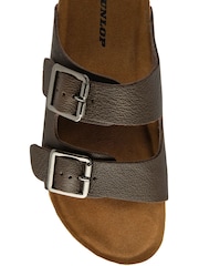 Dunlop Brown Twin Buckle Footbed Mens Mules - Image 4 of 4