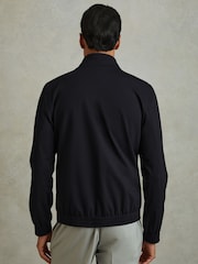 Reiss Navy Petras Elasticated Hem Zip-Front Bomber Jacket - Image 4 of 5