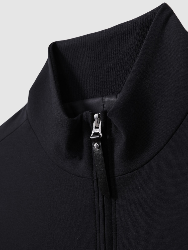 Reiss Navy Petras Elasticated Hem Zip-Front Bomber Jacket - Image 5 of 5