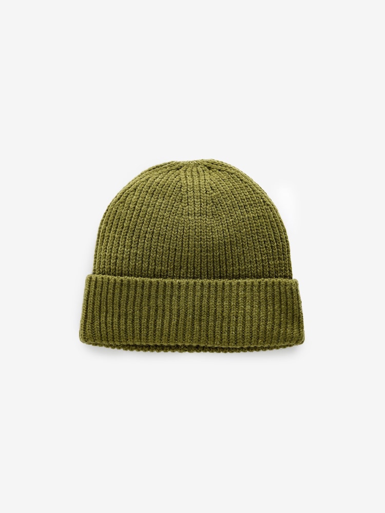 Olive Green Knitted Beanie Hat - Image 3 of 4