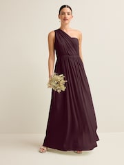 Plum Purple Mesh Multiway Bridesmaid Wedding Maxi Dress - Image 1 of 8