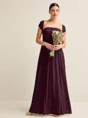 Plum Purple Mesh Multiway Bridesmaid Wedding Maxi Dress - Image 3 of 8