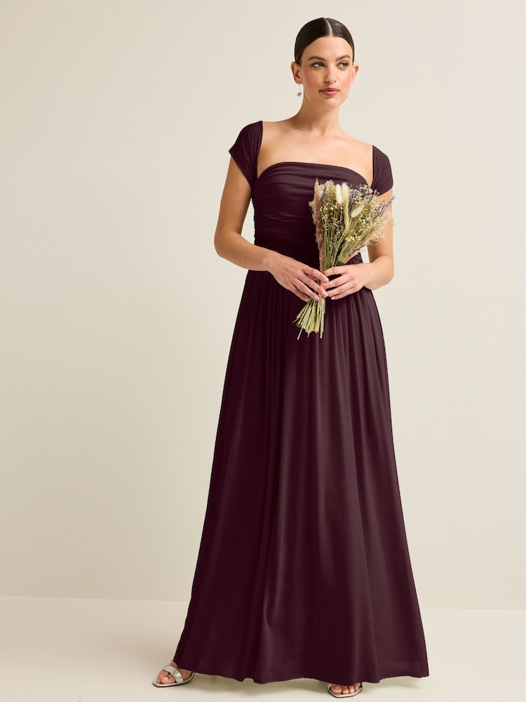 Violet prune - Robe longue de demoiselle d’honneur de mariage en maille Multiway - Image 3 of 8