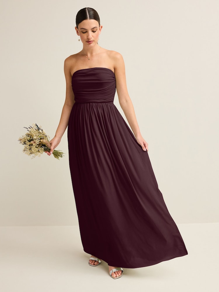 Violet prune - Robe longue de demoiselle d’honneur de mariage en maille Multiway - Image 4 of 8