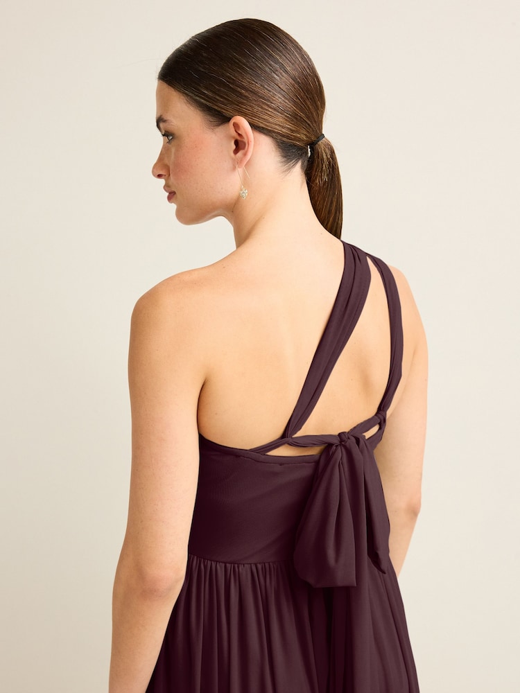 Violet prune - Robe longue de demoiselle d’honneur de mariage en maille Multiway - Image 6 of 8
