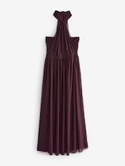 Plum Purple Mesh Multiway Bridesmaid Wedding Maxi Dress - Image 8 of 8
